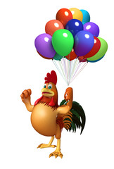 Poster - fun Chicken cartoon character with balloon