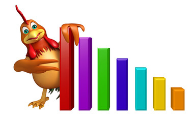 Poster - cute Chicken cartoon character with graph