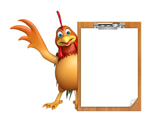 Wall Mural - Chicken cartoon character with exam pad