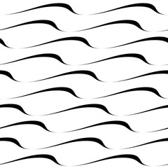 Wall Mural - Wavy stripes seamless pattern. Abstract fashion wave texture. Geometric monochrome template. Graphic style for wallpaper, wrapping, fabric, background design, apparel, other print production. Vector