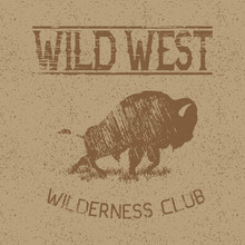 Western Vintage Label With Bison