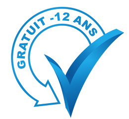 gratuit moins de 12 ans sur symbole validé bleu