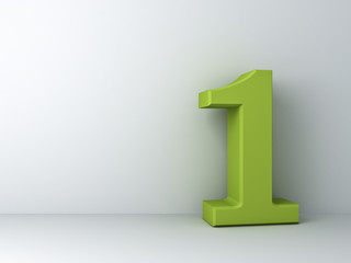 Aufkleber - 3D number one over white background. 3D rendering.
