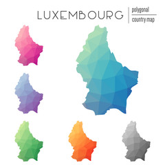 Sticker - Set of vector polygonal Luxembourg maps. Bright gradient map of country in low poly style. Multicolored Luxembourg map in geometric style for your infographics.