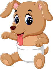 Wall Mural - illustration of Cute baby dog cartoon