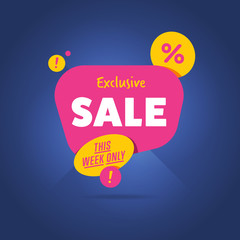 Wall Mural - exclusive sale advertising promotional banner with a special offer end of season text flat abstract 