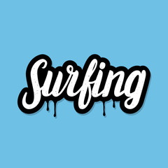 Wall Mural - Surfing lettering for poster or tee print. 