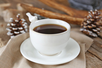 Poster - Beautiful winter composition with cup of hot drink