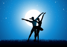 Silhouette Illustration Of A Couple Dancing Ballet