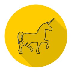 Sticker - Silhouette of Unicorn Horse line icon with long shadow