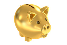 Golden Piggy Bank, 3D Rendering