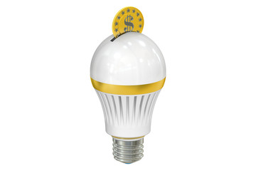 Poster - Energy saving concept with LED lamp, 3D rendering
