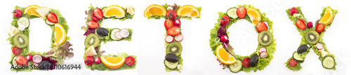 Fotografía Word detox made of salad and fruits