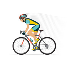 Wall Mural - cyclist male on a white background.  vector illustration.