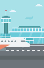 Sticker - Background of airport with airplane.