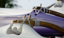 White And Purple Details Of A Canoe At Anaehoomalu Beach