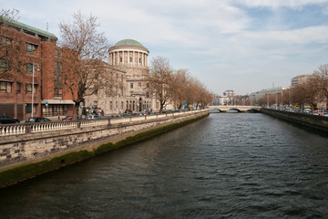Wall Mural - Four Courts and River Liffey in Dublin