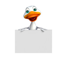 Poster - cute  Duck cartoon character with white board