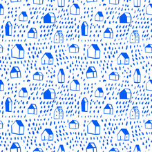 Vector Seamless Pattern With Houses