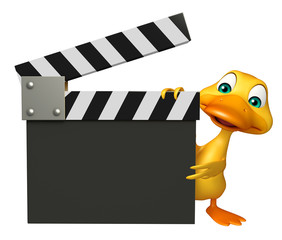 Poster - fun Duck cartoon character with clapper board