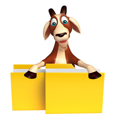 Sticker - Goat cartoon character with folder