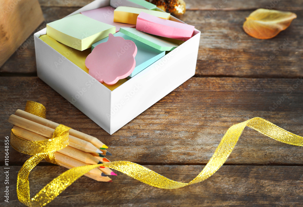 Office supplies on a table closeup