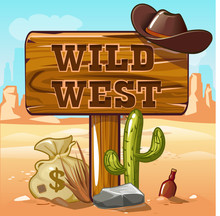 Wild West Computer Game Background . Cowboy Objects