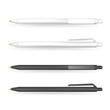 Vector Set of Blank White and Black Pens.Template for advertising and corporate identity.Mock Up Template Ready For Your Design. Vector Isolated Illustration.