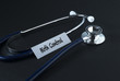 Medical Concept-Birth Control word written on label tag with Stethoscope.