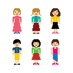 Wall Mural - pixel people avatar set