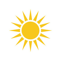 Wall Mural - sun icon. light sign with sunbeams. yellow design element, isolated on white background. symbol of s