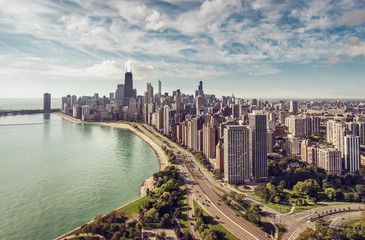 Wall Mural - Chicago Skyline aerial view