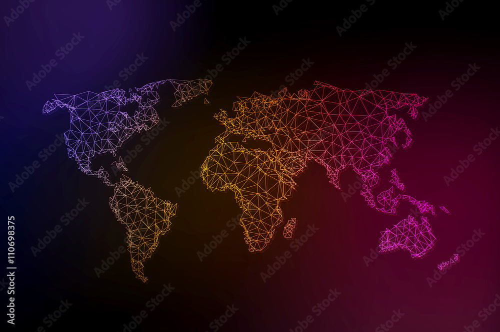 world map illustration with light lines Stock Vector | Adobe Stock