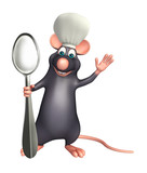 Fototapeta  -  Rat cartoon character  with chef hat and spoons