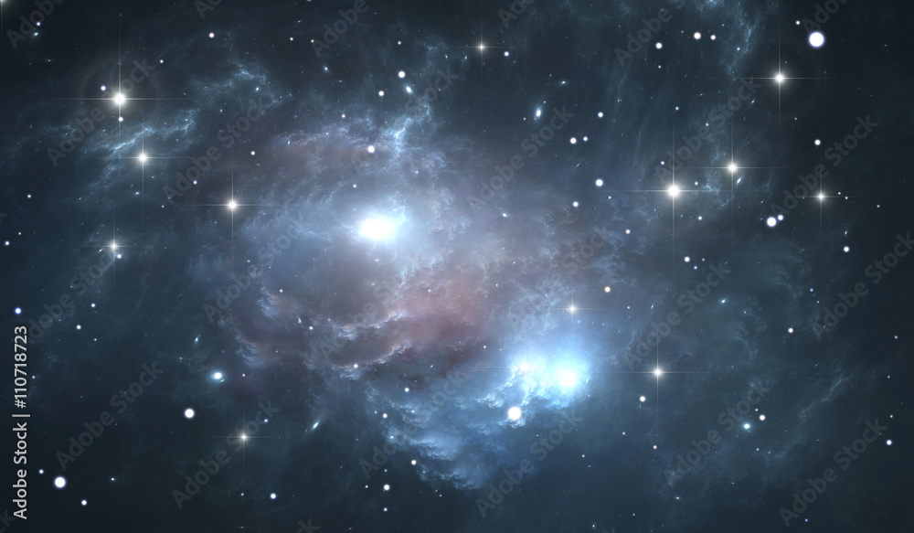 Giant glowing nebula. Space background with blue nebula and stars Stock ...