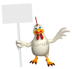 Canvas Print - fun Hen cartoon character with  board