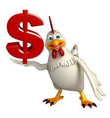 Poster - Hen cartoon character with dollar sign