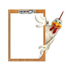 Wall Mural -  Hen cartoon character with exam pad