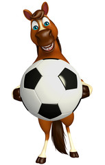 Poster - fun Horse cartoon character with football