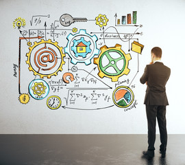 Poster - Businessman looking at colorful sketch