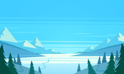 Fototapete - Winter landscape. Vector illustration.
