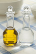 Bottles with olive oil and vinegar