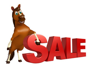 Poster - fun Horse cartoon character with sale sign