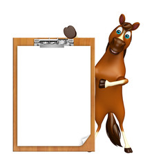 Wall Mural - Horse cartoon character with exam pad