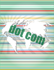 Poster - words dot com on digital screen, information technology concept vector quotation marks with thin line speech bubble. concept of citation, info, testimonials, notice, textbox. 