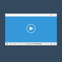 Poster - Flat design blue video player for web and mobile apps