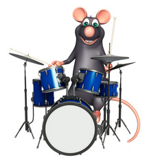 Poster - fun  Rat cartoon character with drum