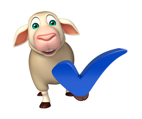 Poster - cute Sheep cartoon character with right sign