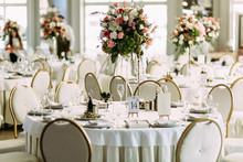 Luxury White Restaurant Is Prepared For The Wedding