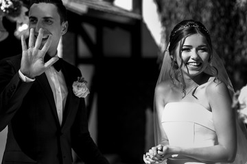 Wall Mural - Black and white photo of the wedding ceremony